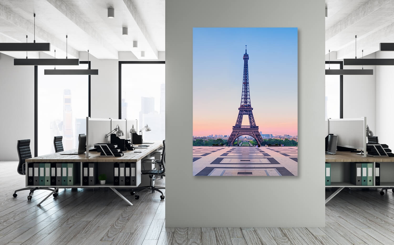 40cm am Paris (2:3) Ausführung Morgen x Eiffelturm Wandbild Leinwand 30 Grösse Canvas