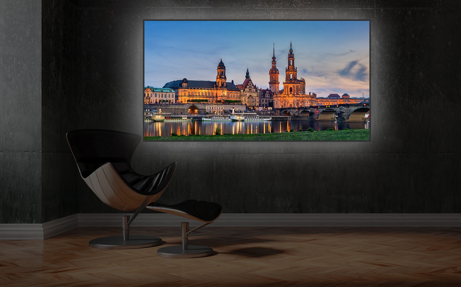 Wandbild o. (2:1) Küchenrückwand Ausführung der Dresden Canvas Grösse x Leinwand Elbe 60 an 30cm