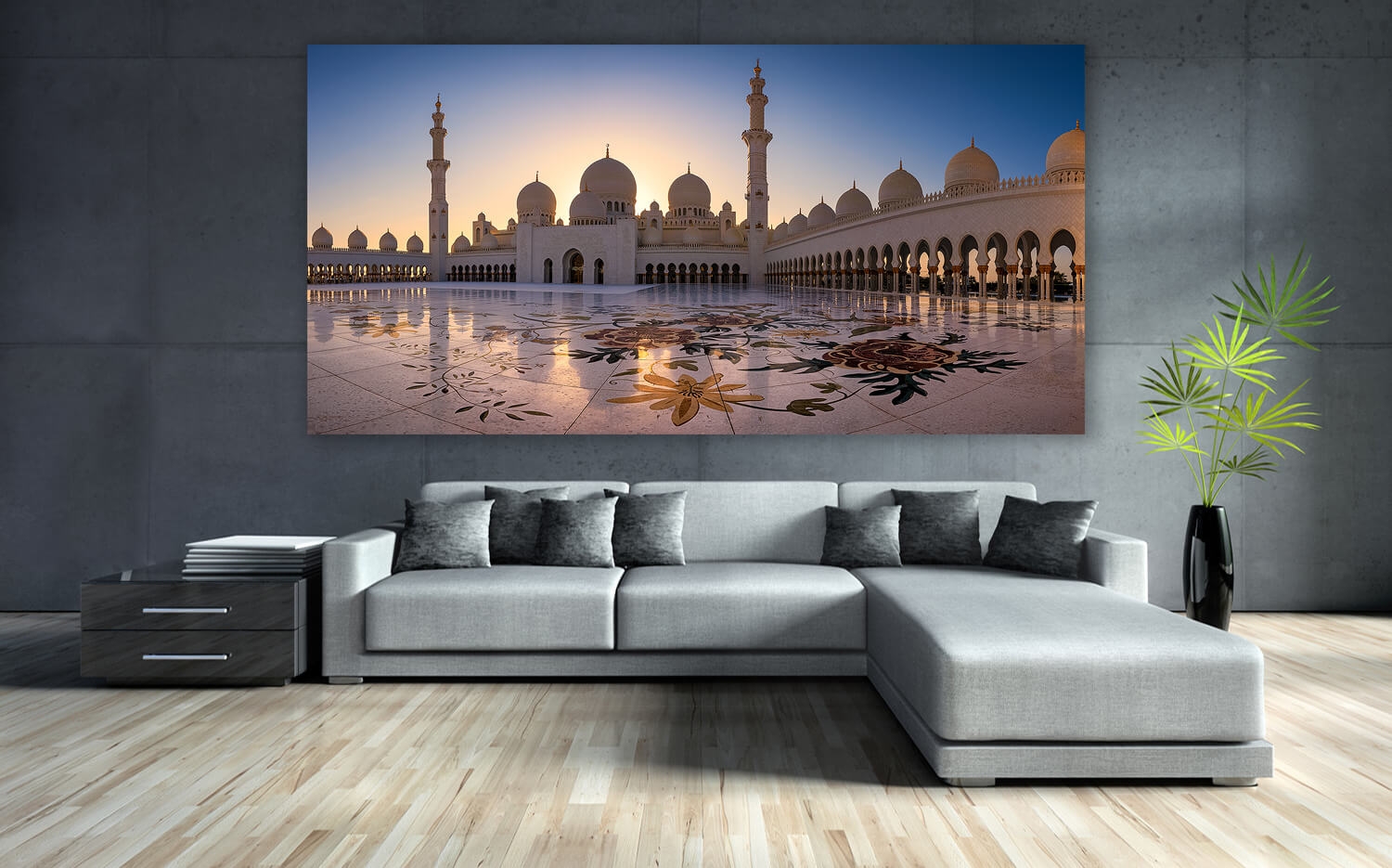 Moschee Canvas Ausführung (2:1) Wandbild 30cm Zayid o. Grösse Dhabi Leinwand 60 Abu Küchenrückwand Scheich x