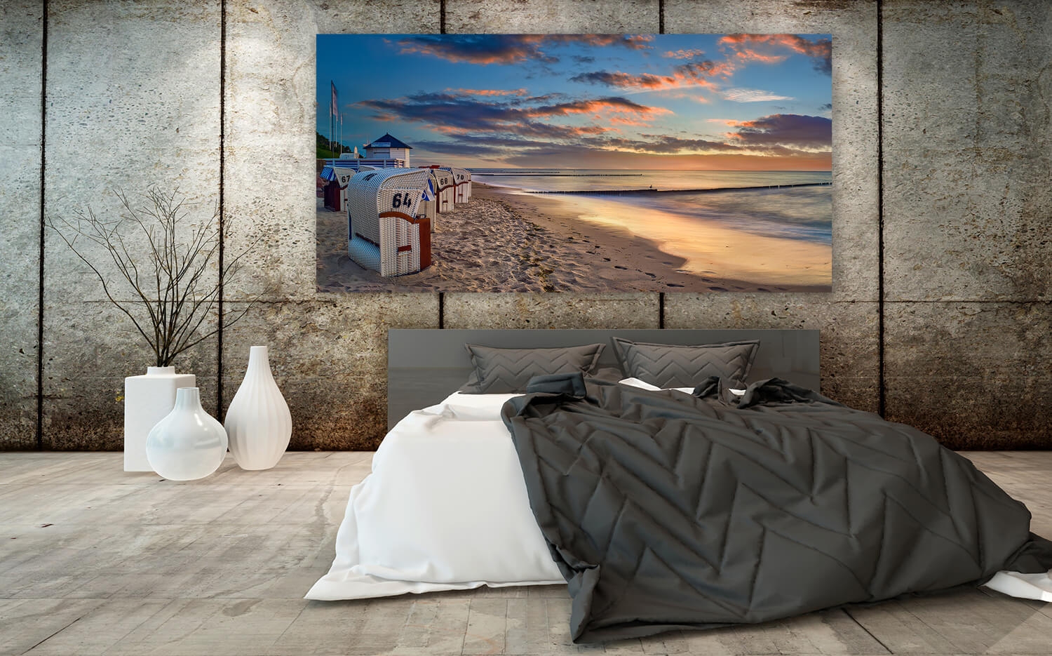 Wandbild o. Ostsee Grösse Canvas Küchenspiegel 60 30cm der Leinwand x Ausführung (2:1) Am Strand