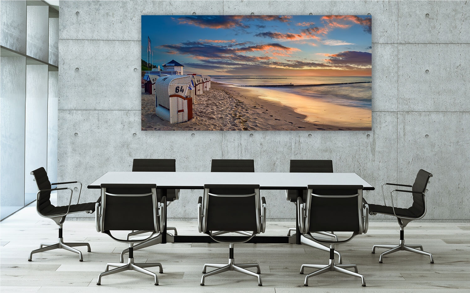 x Am o. Strand Ausführung Leinwand 60 30cm Grösse Canvas Küchenspiegel Ostsee der (2:1) Wandbild