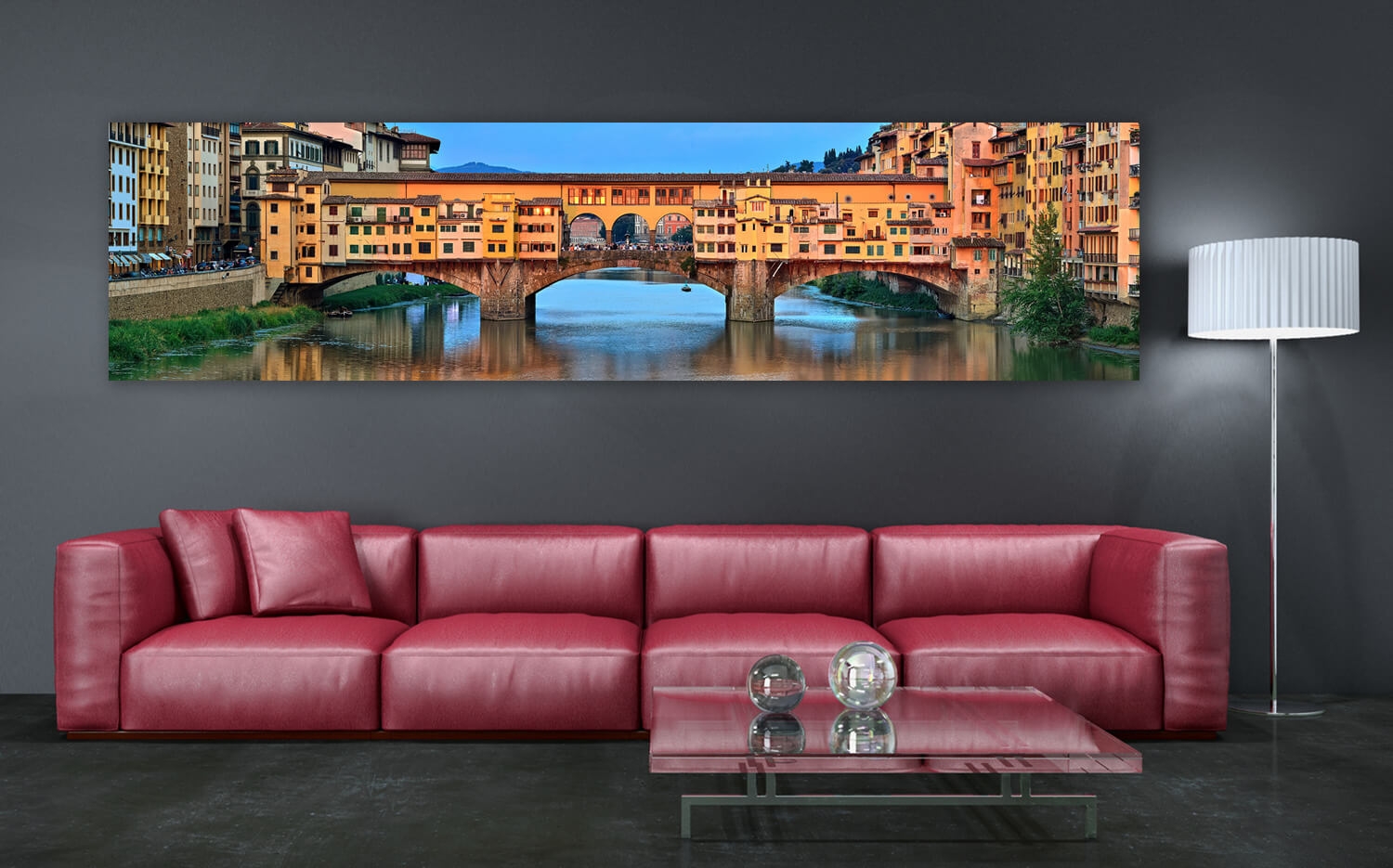 Canvas 120 Vecchio o. Leinwand 30cm x Ponte Wandbild Ausführung Grösse (4:1) Küchenrückwand Florenz Brücke
