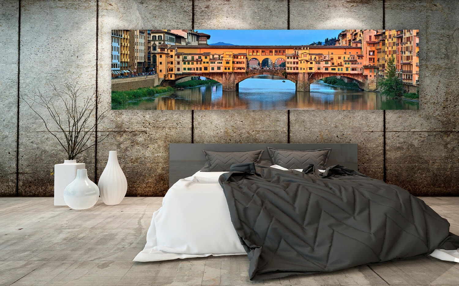 Wandbild o. Küchenrückwand Florenz Vecchio Grösse Ausführung 30cm (4:1) Leinwand x Ponte Brücke 120 Canvas