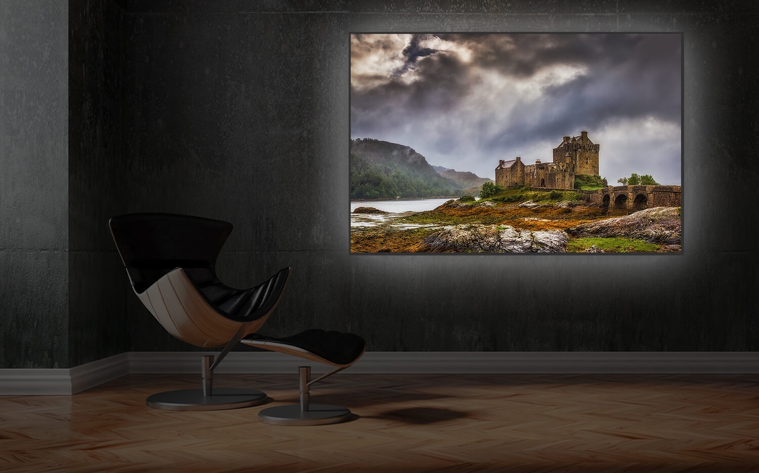 60 x (4:3) Schottland Eilean Ausführung o. Wandbild Canvas Leinwand Grösse Küchenspiegel 40cm Castle Donan