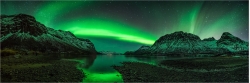 Panoramabild Aurora Borealis Polarlicht in Norwegen