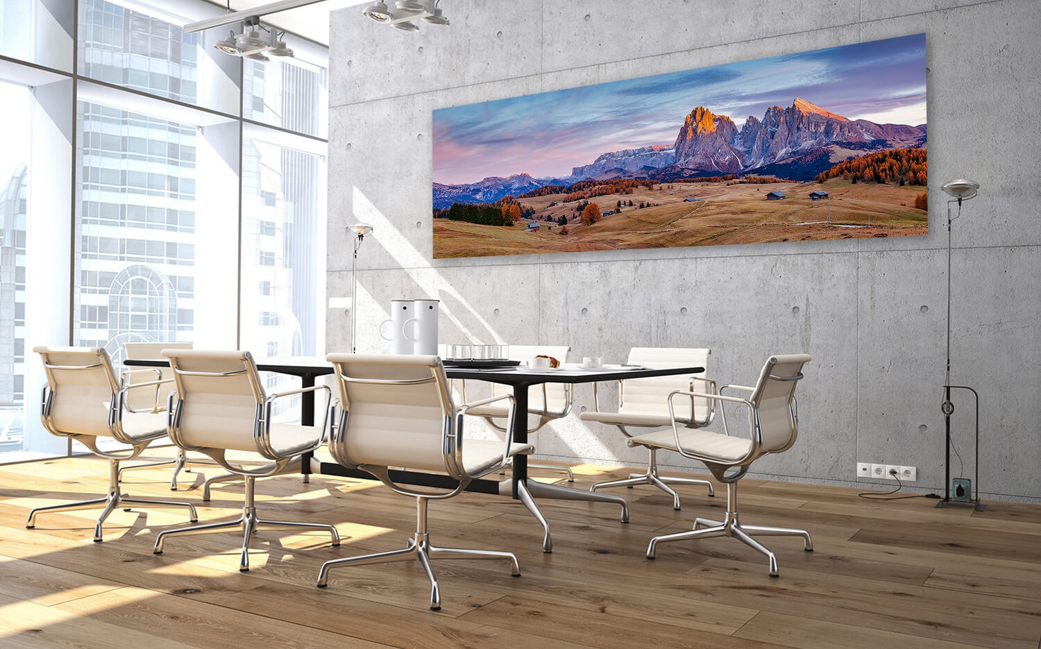 Wandbild o. Küchenspiegel herbstliche Grösse Canvas Südtirol x Alm Seiser 120 Ausführung (3:1) 40cm Leinwand