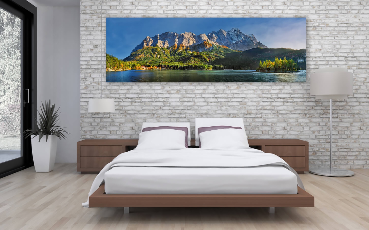 Küchenrückwand Grösse Zugspitze Leinwand am 40cm o. 120 Eibsee Ausführung Herbst Canvas Wanddeko x (3:1) und