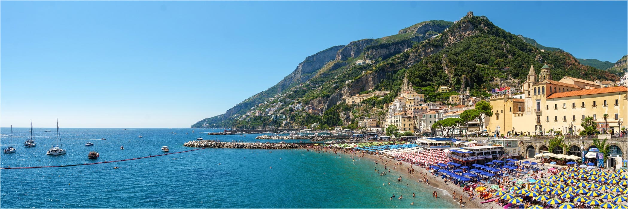 40cm der 120 an (3:1) Leinwand Grösse Ausführung o. Amalfi Wanddeko Küchenrückwand Blick Küste x Amalfi Canvas über