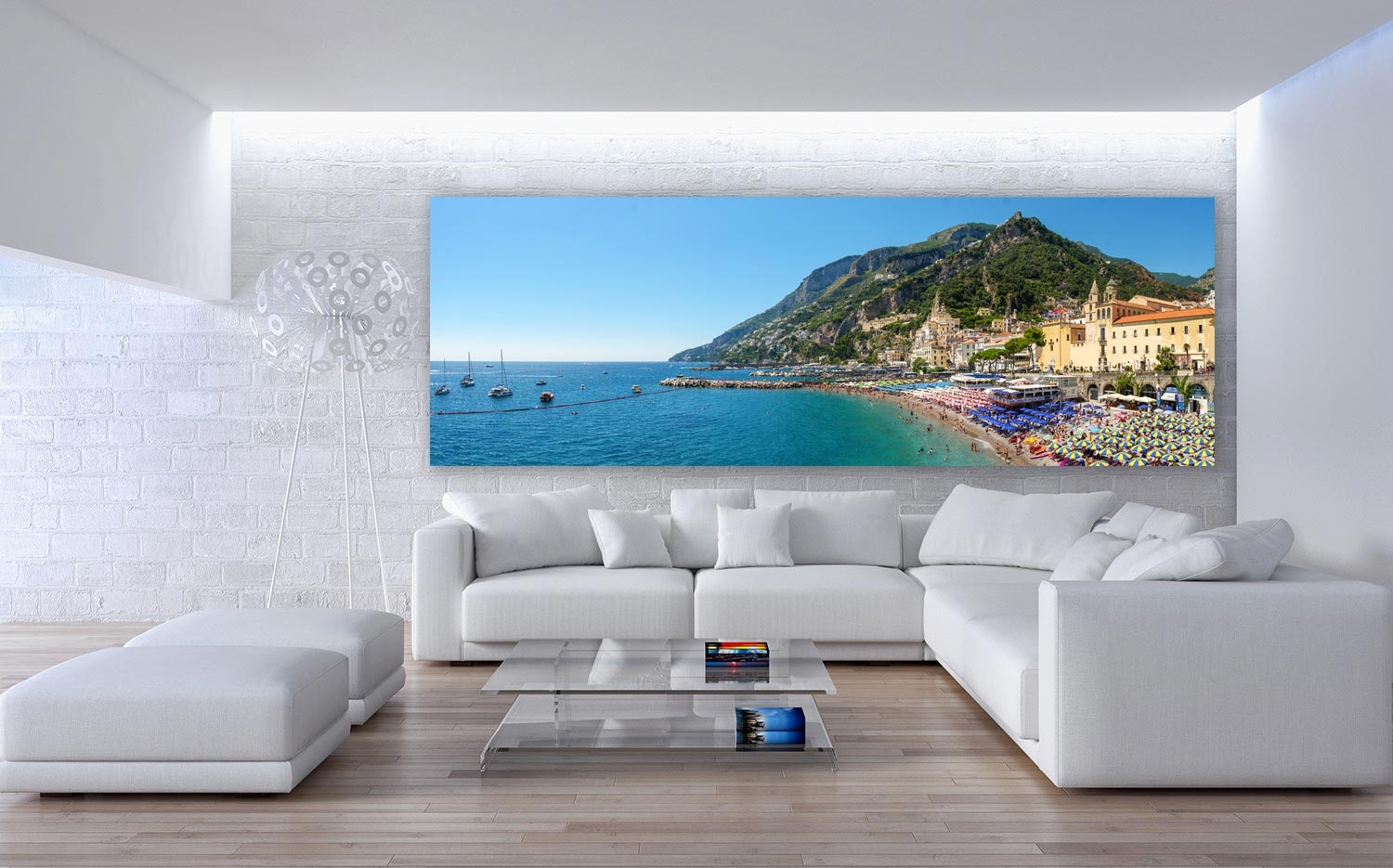 Wanddeko o. 120 Küchenrückwand x (3:1) an Amalfi 40cm der Ausführung Canvas Blick Küste Amalfi Grösse über Leinwand