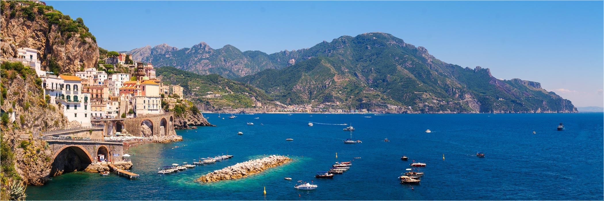 Amalfi Canvas Küste 40cm Blick Ausführung nach (3:1) 120 x Küchenrückwand Rafello Wanddeko Leinwand o. Grösse
