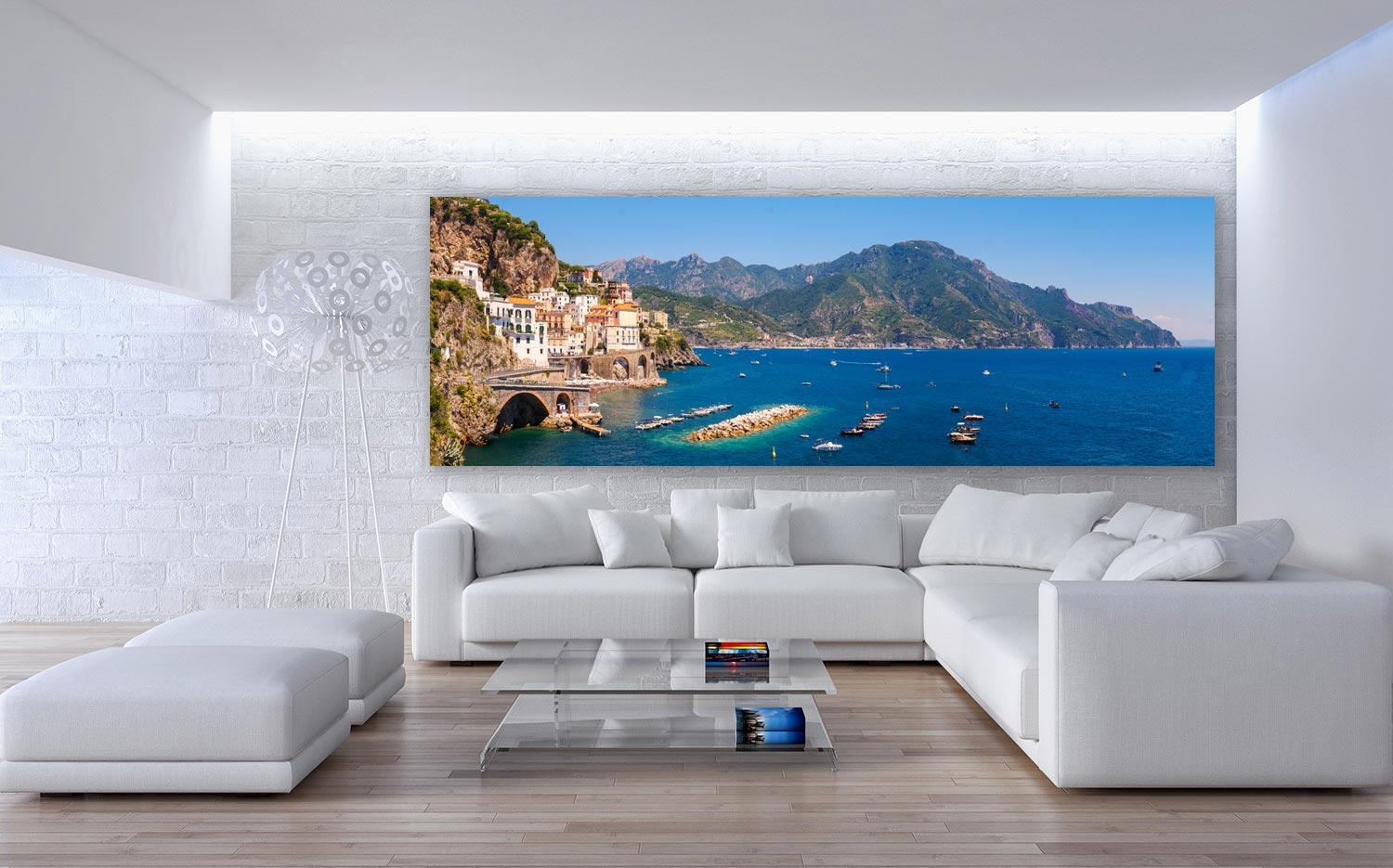 x Grösse nach 40cm Blick 120 Leinwand Wanddeko o. Canvas Rafello Küchenrückwand Ausführung Küste (3:1) Amalfi