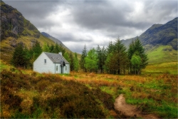 Wanddeko Schottland Einsame Hütte im Glencoe 